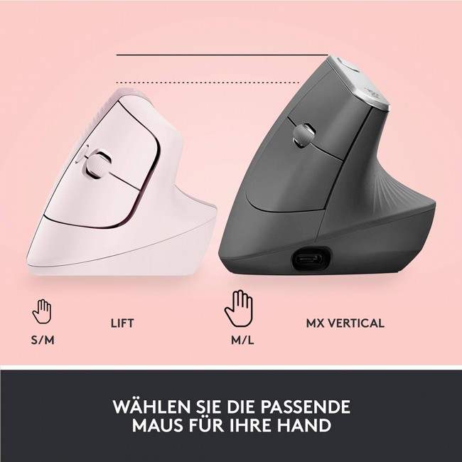 ���� �������� ���� ������� ������ LOGITECH LIFT VERTICAL ERGONOMIC ROSE