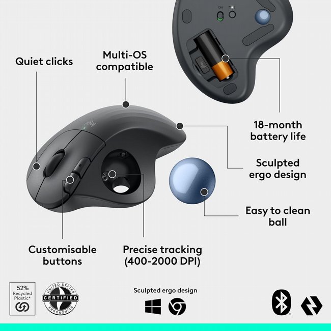 ���� ������ �������� ������ Logitech Ergo M575S Wireless Trackball Graphite 91000-702-90