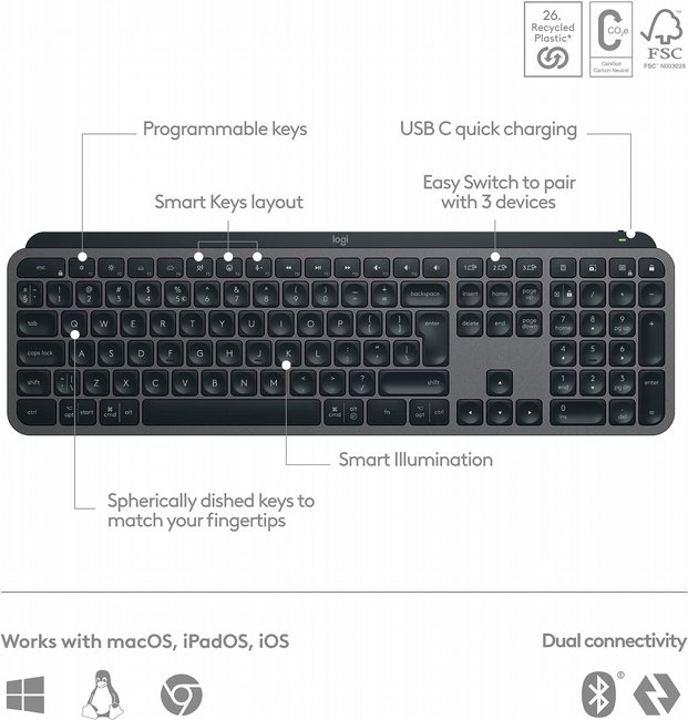 ����� ������� ������ LOGITECH MX KEYS S 92001-159-20