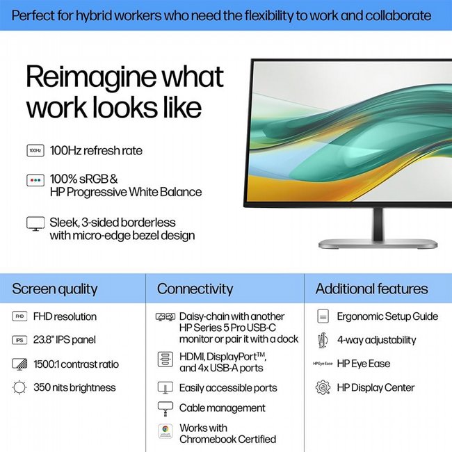 ��� 24 ���� HP Series 5 Pro 24 FHD USB-C Monitor 524pu 9D9V7AA