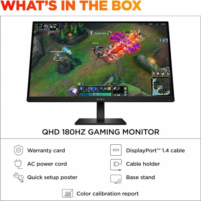 ��� 27 ���� HP OMEN 27 G2 180Hz Gaming Monitor AV4K1AA