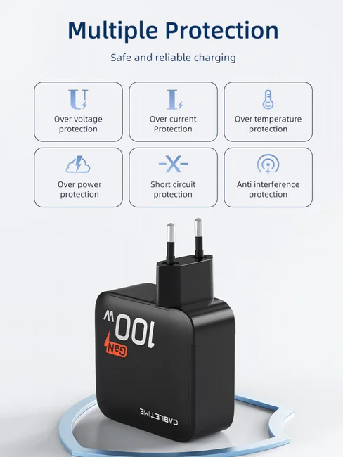 ���� ��� ��� CABLETIME 100W 3xUSB-C+1xUSB-A CT-GAN100-PB