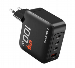 שנאי ללא כבל CABLETIME 100W 3xUSB-C+1xUSB-A CT-GAN100-PB שנאי ללא כבל CABLETIME 100W 3xUSB-C+1xUSB-A CT-GAN100-PB