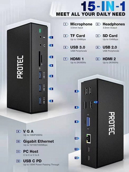 ���� PROTEC USB/USB-C DUAL DISPLAY DM196