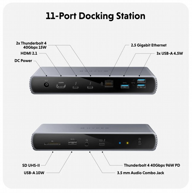 ���� ����� ������ ����� ��� 14 & 16  APPLE �����-����� HyperDrive Thunderbolt 4 Docking Station HDTB4D