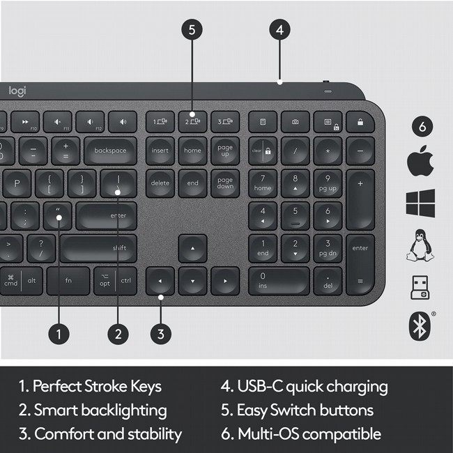 ����� ������� ������ LOGITECH MX KEYS S FOR MAC 92001-163-70