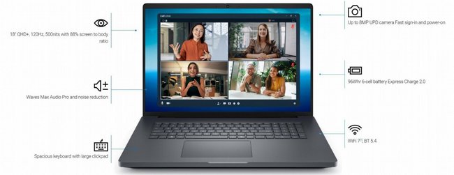 ���� ���� �� ��� ��� ���� Dell Pro Max 18 Plus MB18250 QHD+ Intel� Core� Ultra 9 285HX/32GB/1TB NVME/NVIDIA RTX PRO� 3000 Blackwell 12GB/WIN 11 PRO/3Y PM-RD33-16281